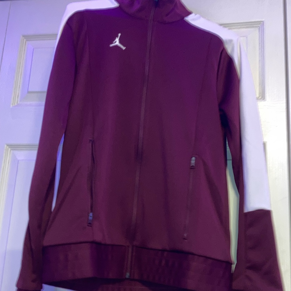 Jordan Women's Burgundy and White Track Jacket